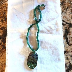 Malachite and Abalone Shell 15" necklace